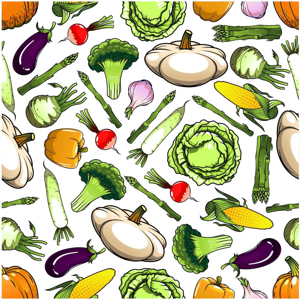 Healthy organic vegetables seamless pattern vector