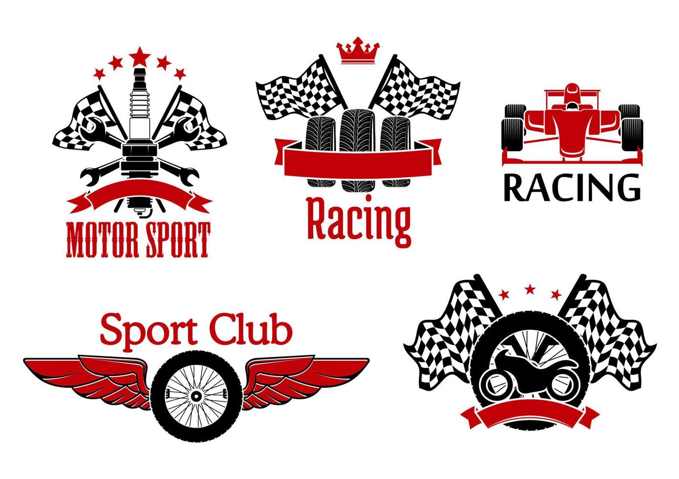 Motorsport symbols for auto racing design vector