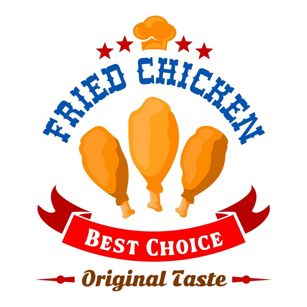insignia de piernas de pollo frito de comida rápida para el diseño del menú vector