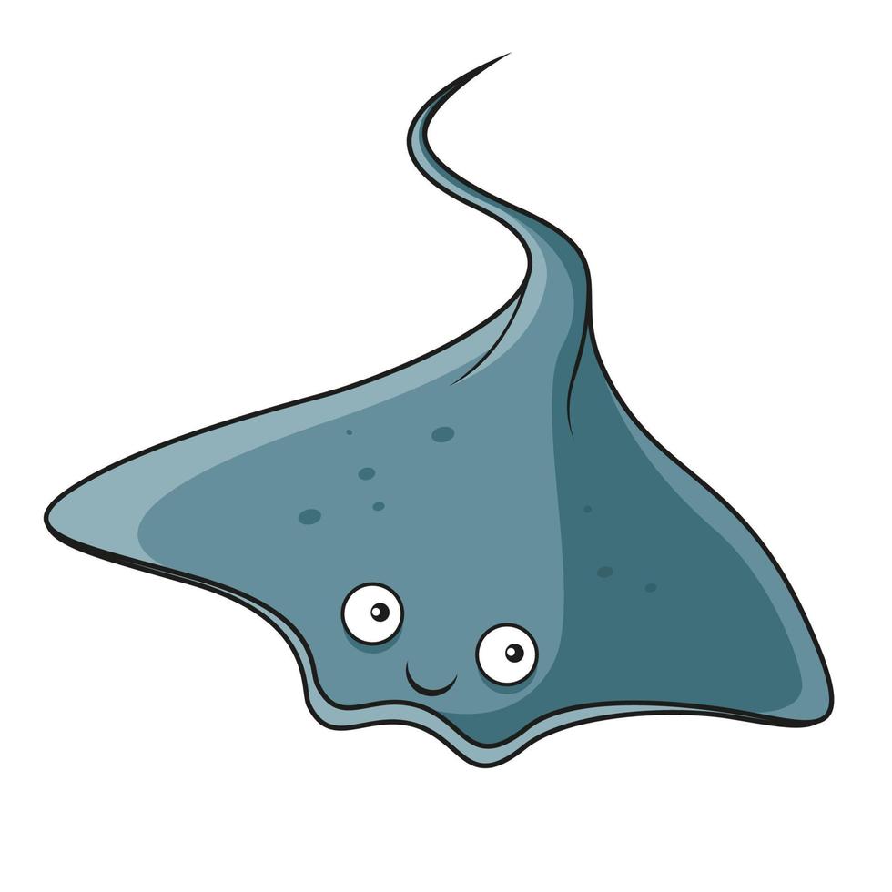 Cartoon funny tropical stingray character vector