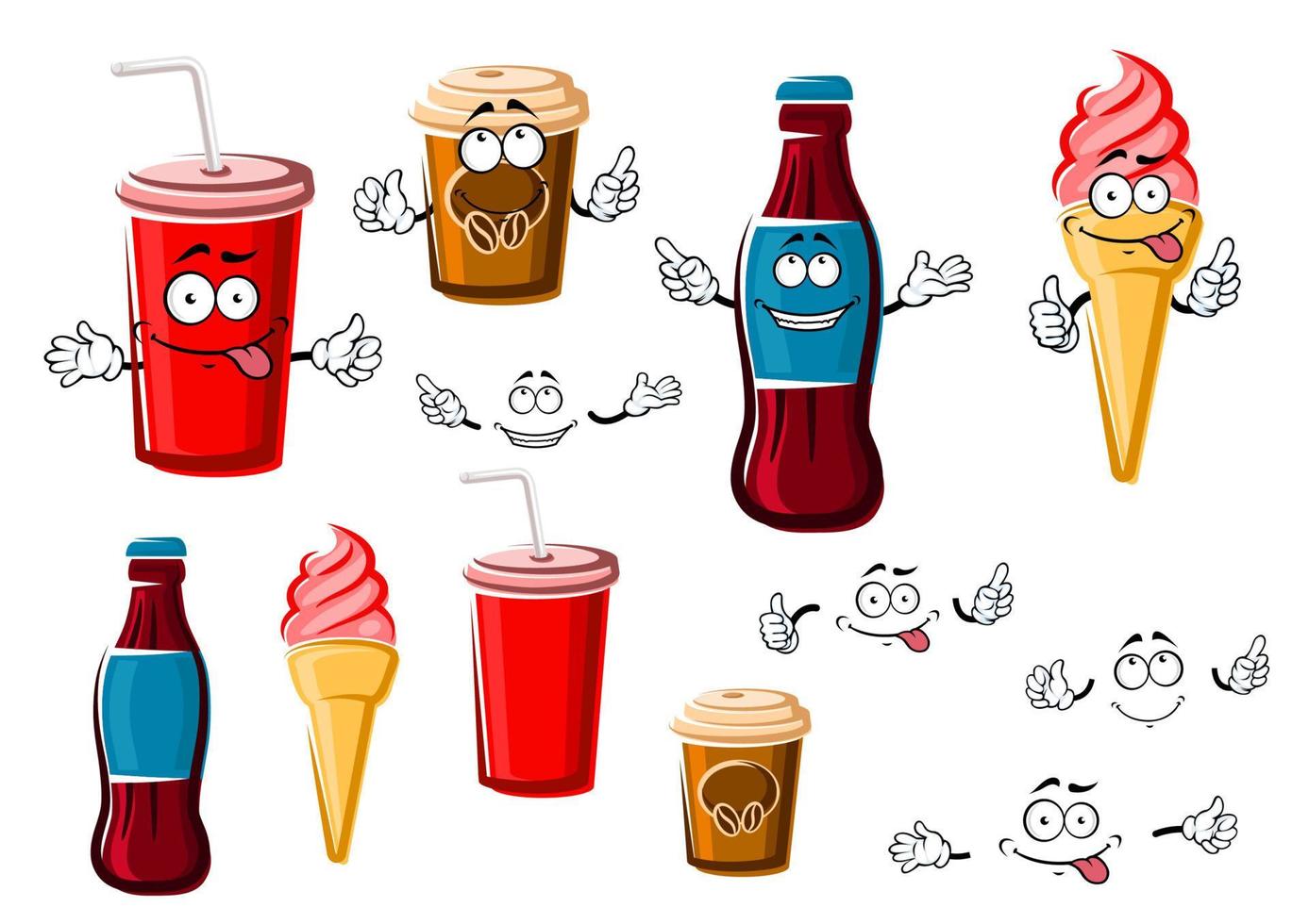 Coffee and soda cups, drink, ice cream 11664755 Vector Art at Vecteezy