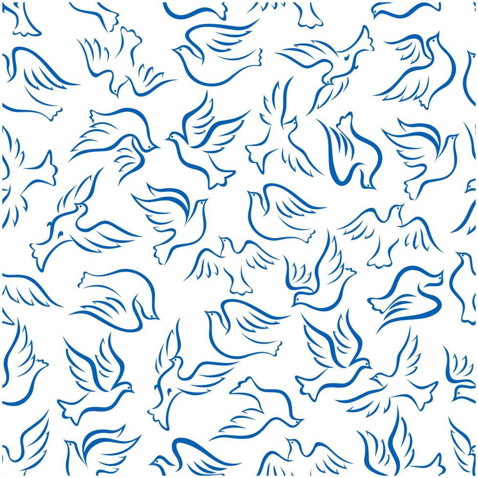 Seamless flying doves of peace pattern vector