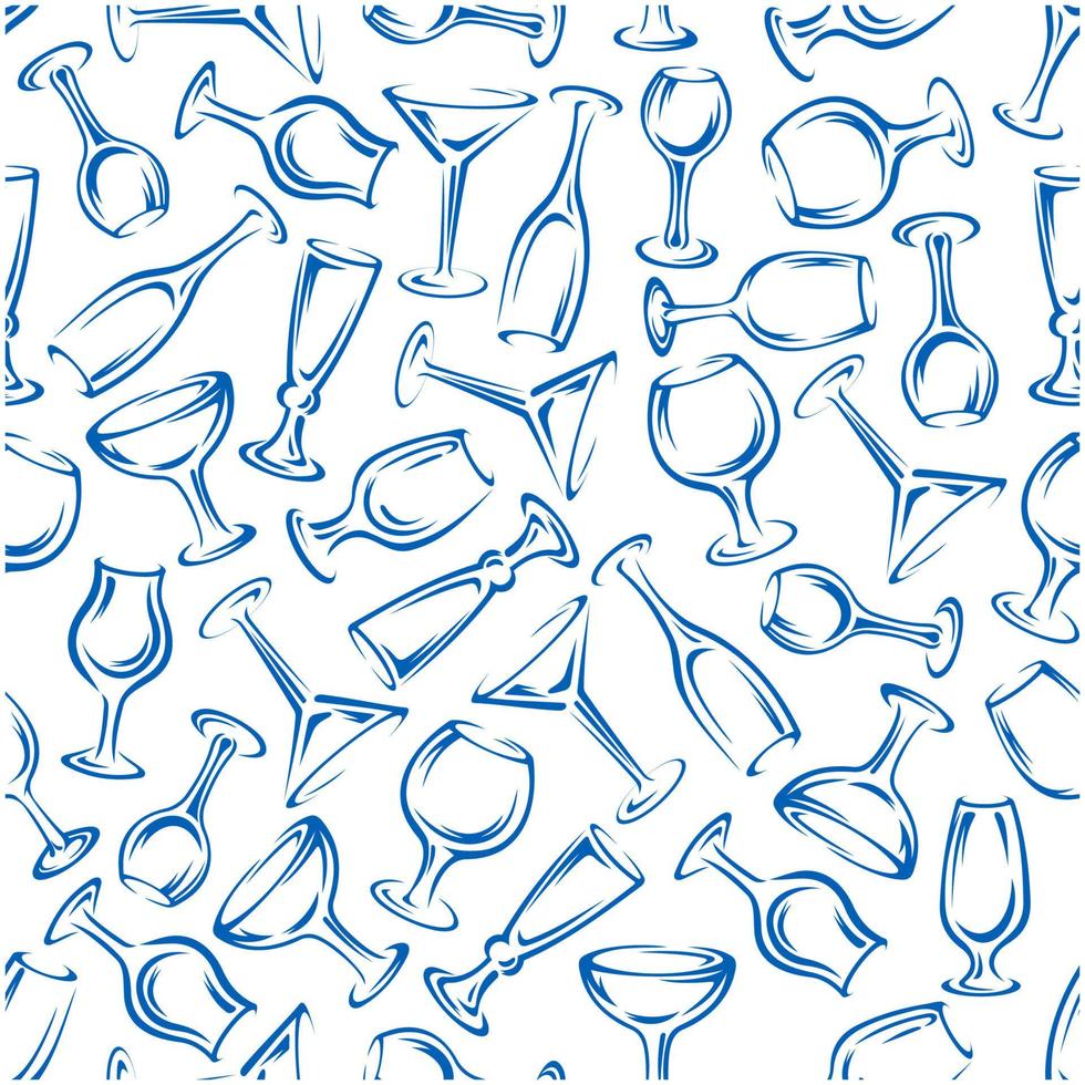 Glasses for drinks and cocktails seamless pattern vector