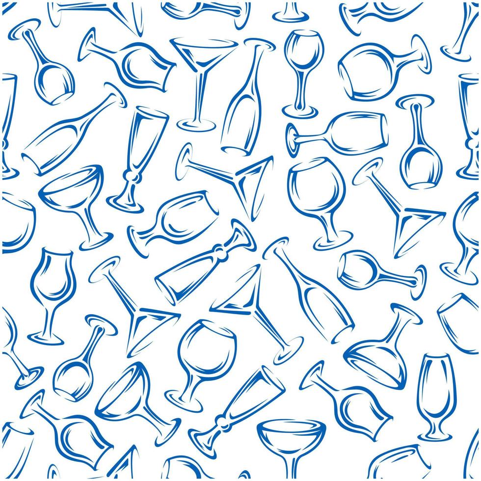 Glasses for drinks and cocktails seamless pattern vector