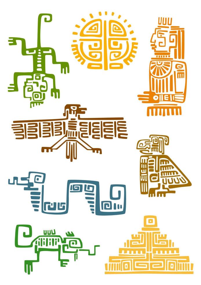 Aztec and maya ornamental symbols vector