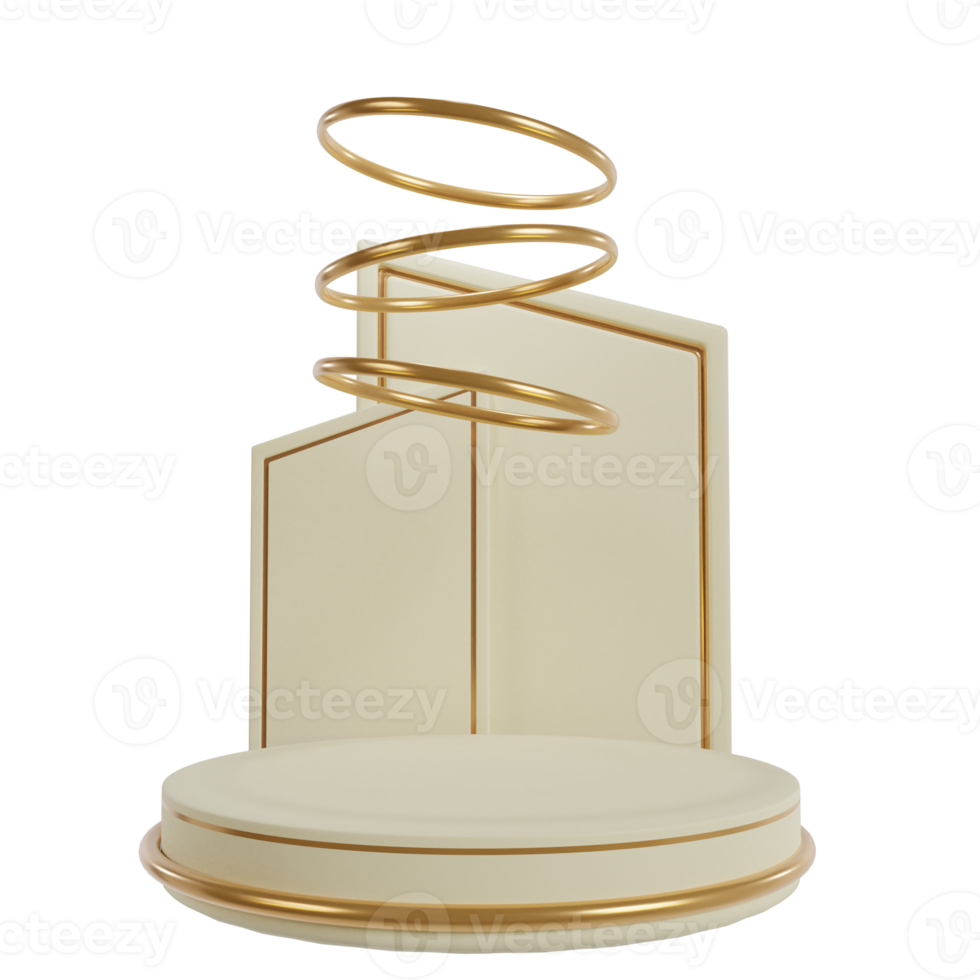 3d gouden podium fying ring png