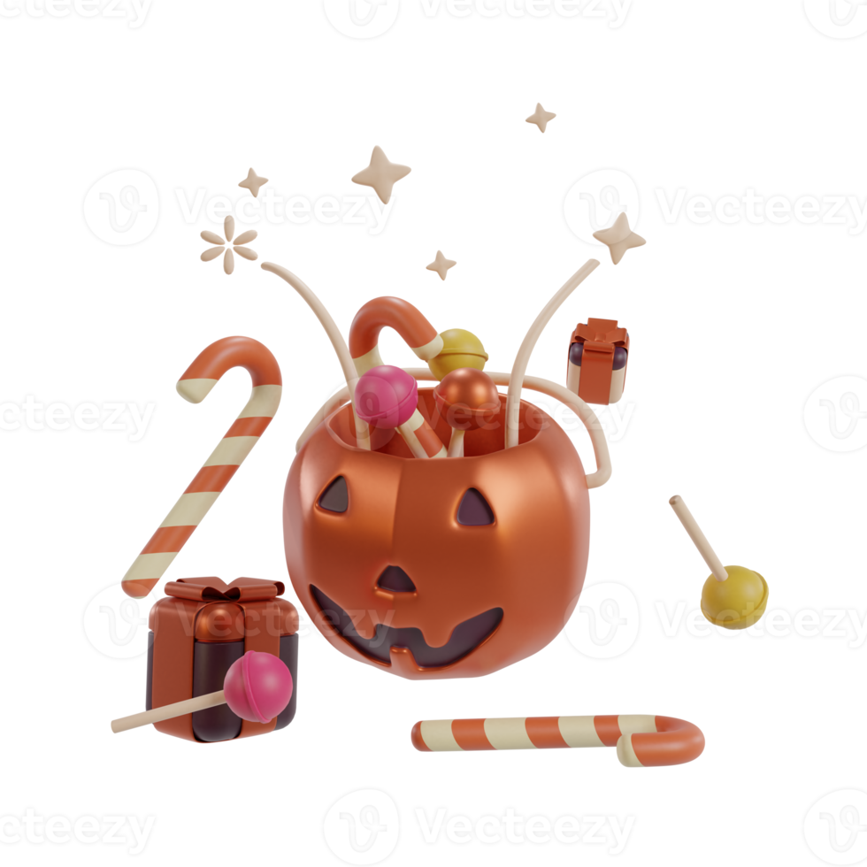 3D Golden halloween png