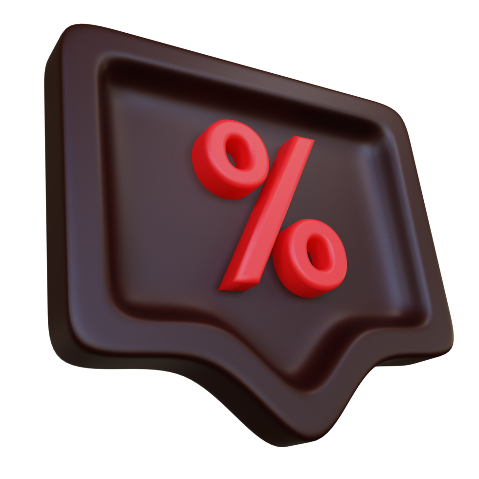 Stylized 3D Discount Tag for Black Friday Promotion Left View png
