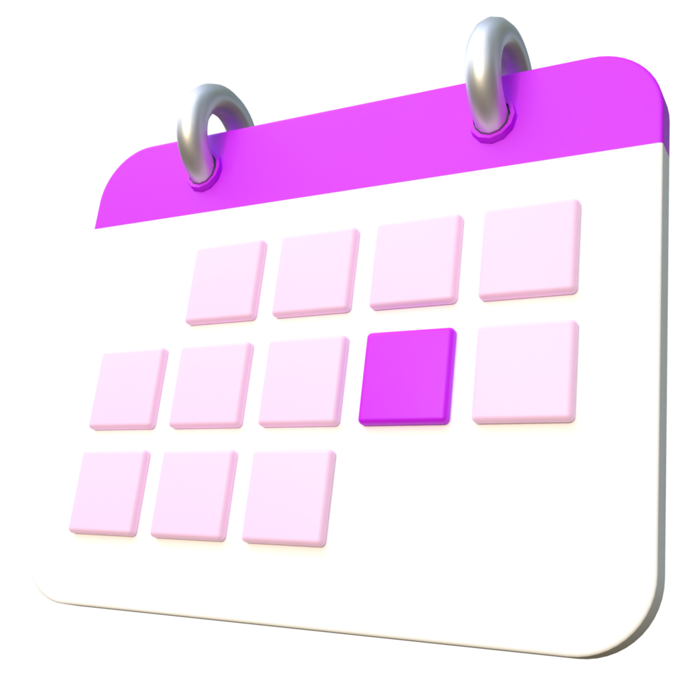 vue latérale de l'illustration du calendrier 3d stylisé png