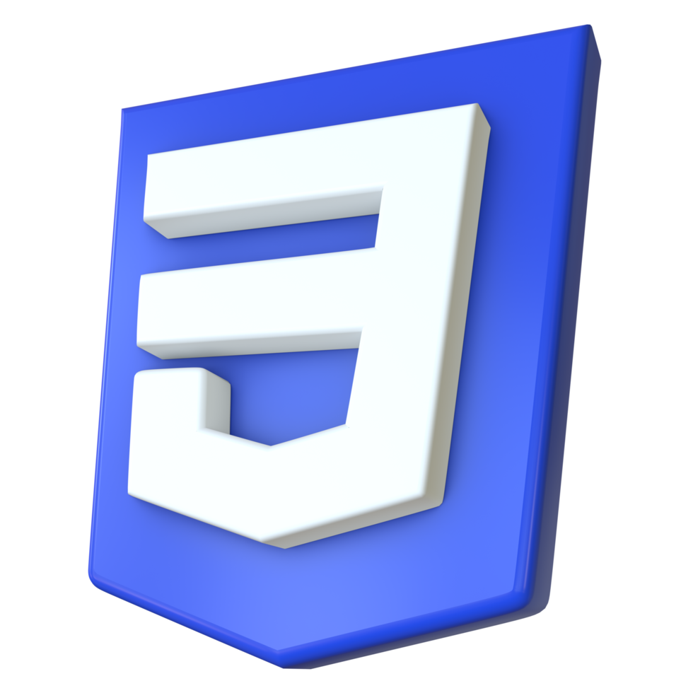 Stylized 3D CSS Icon Side View png