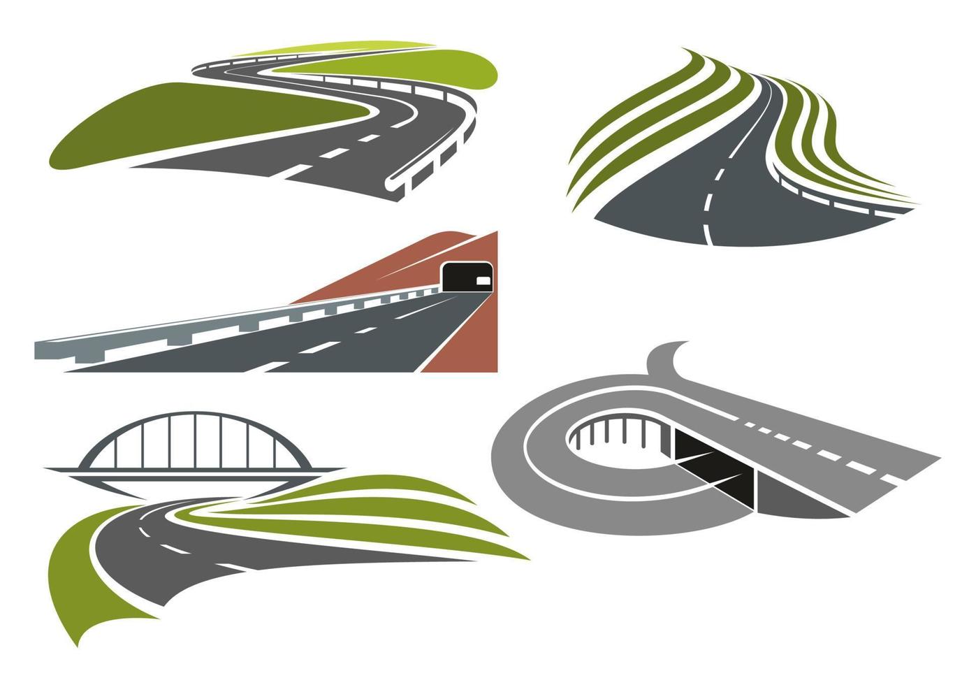 Roads and highways icons set vector