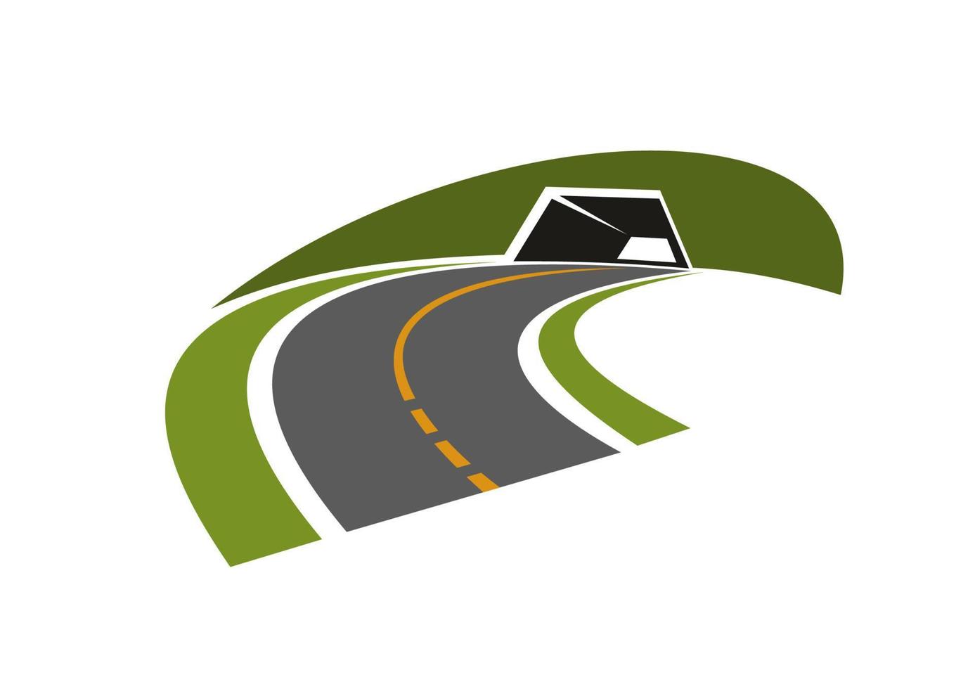 Road tunnel through green hill icon vector