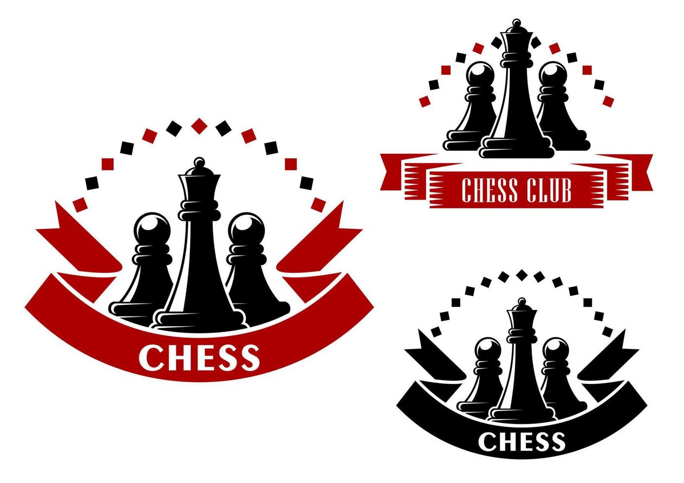 Chess game icons with black queens and pawns vector