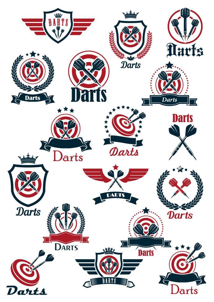 Sport darts game symbols and icons vector