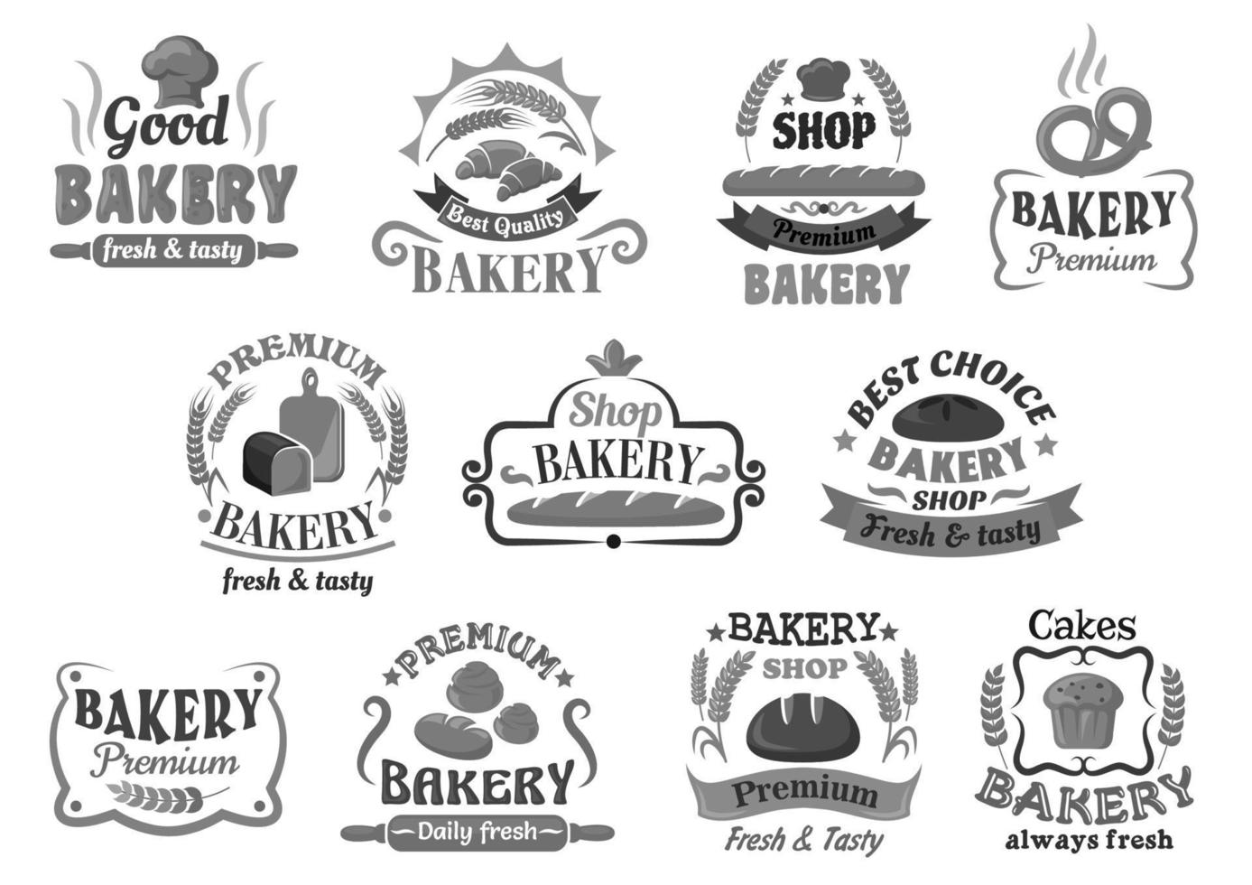 emblemas o letreros de panadería y pastelería vector