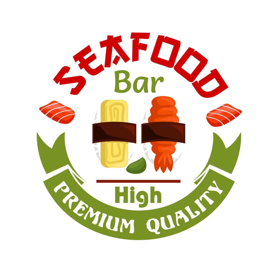 icono de la barra de mariscos. sushi y wasabi vector
