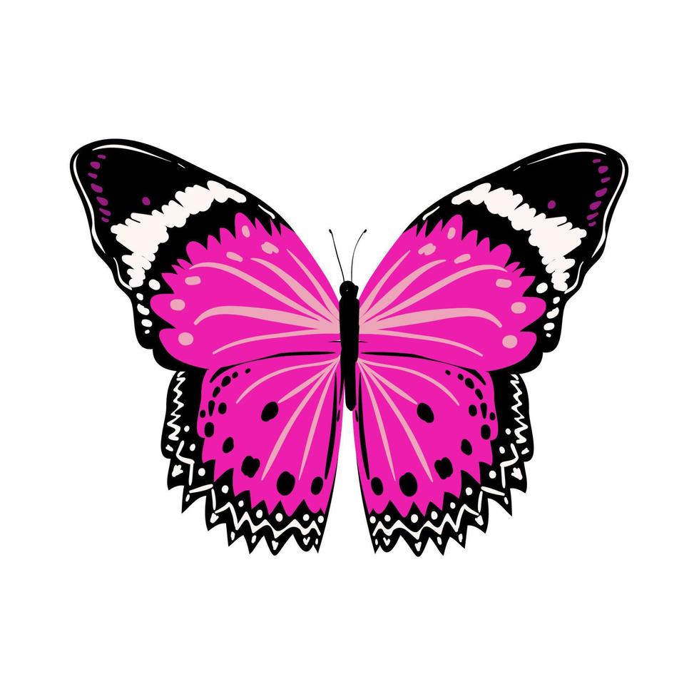 mariposa color púrpura, aislado sobre fondo blanco vector