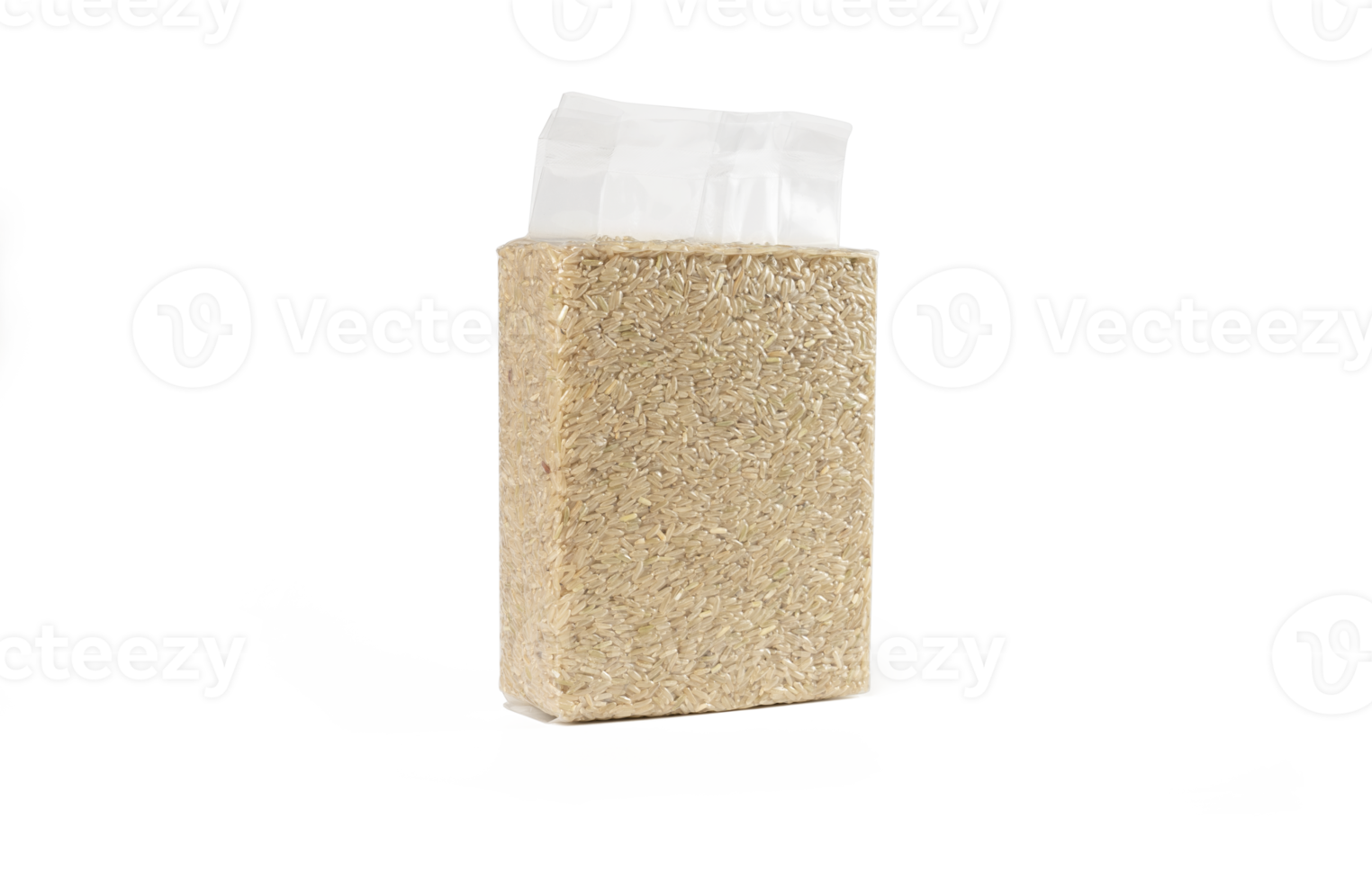 Brown rice in transparent plastic vacuum sealed bag 11665171 PNG