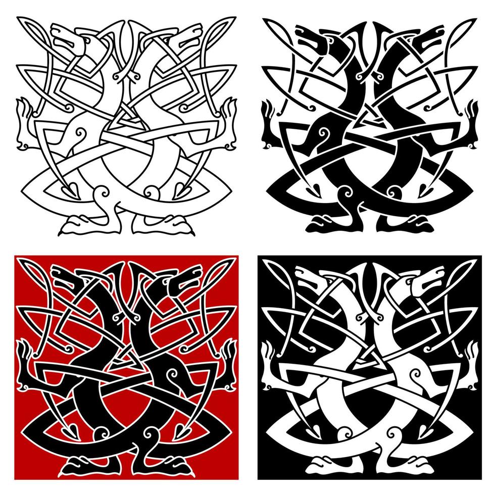 Dog or wolf celtic pattern vector