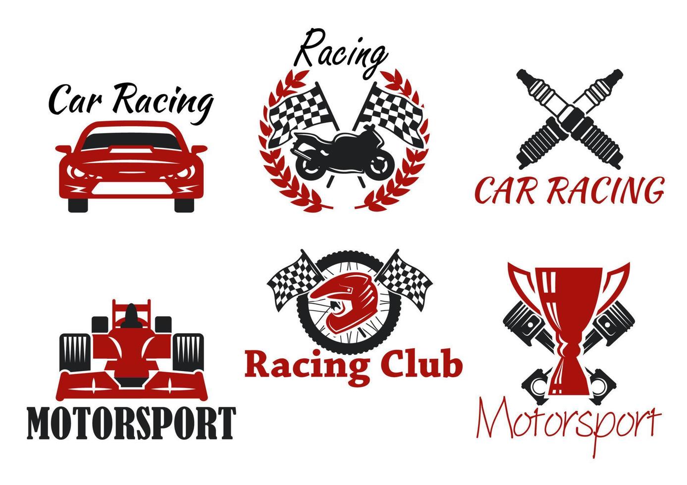 iconos de deportes de motor y carreras vector