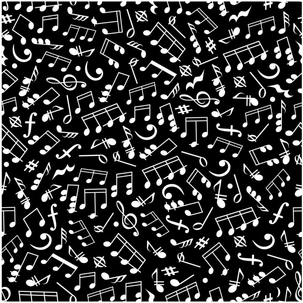 Black and white music seamless pattern with notes vector