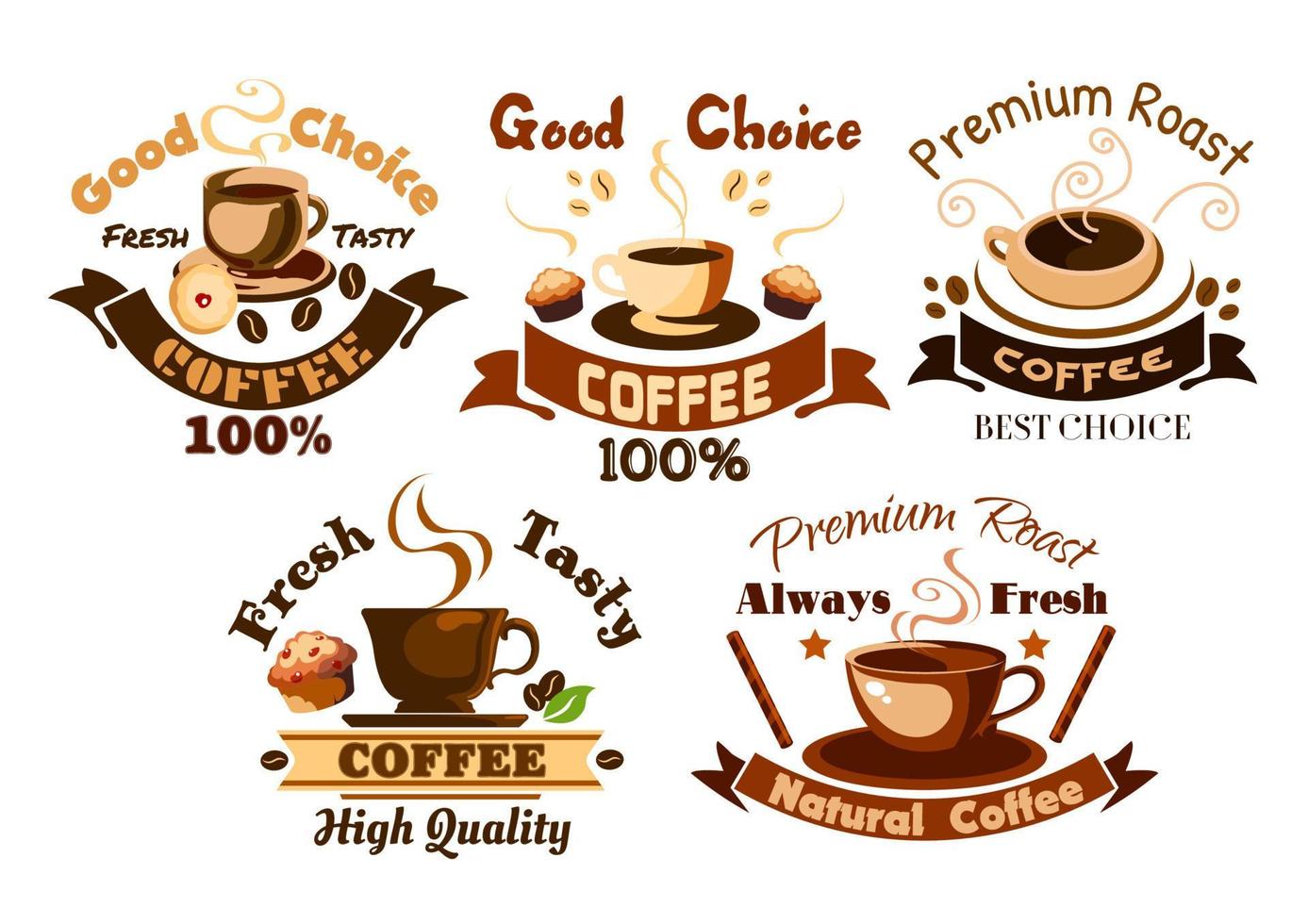 Coffee icons. Cafe signboards elements vector