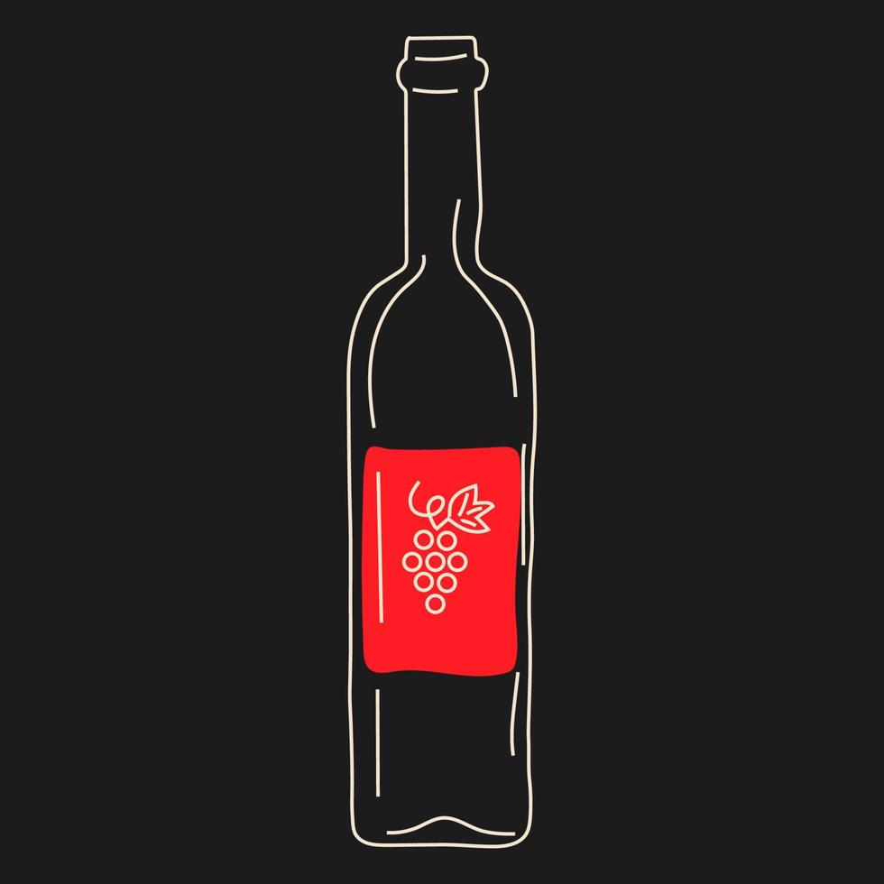 Bottle of wine . Vector in cartoon style. All elements are isolated