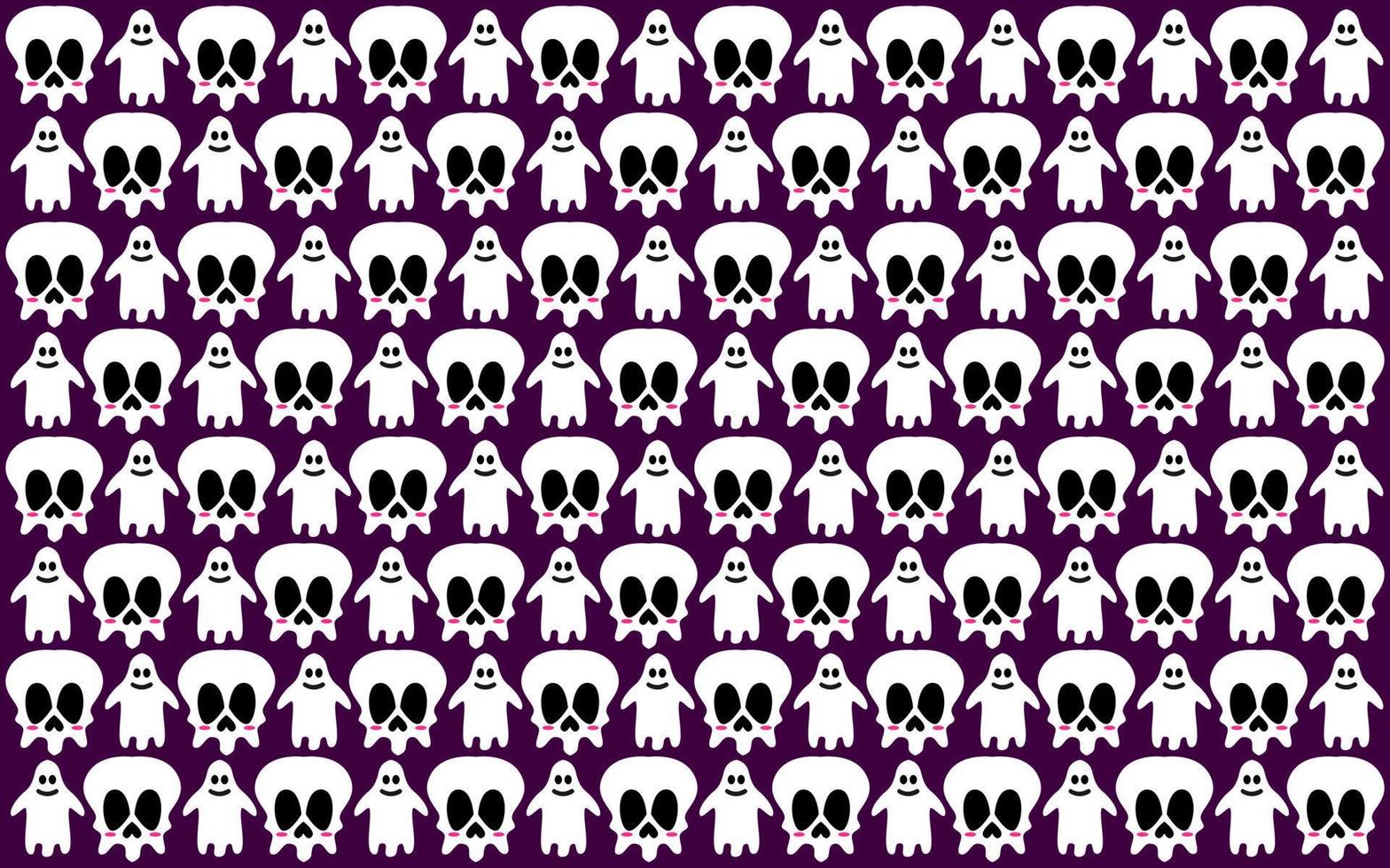 Halloween seamless pattern design with ghost and skull vector