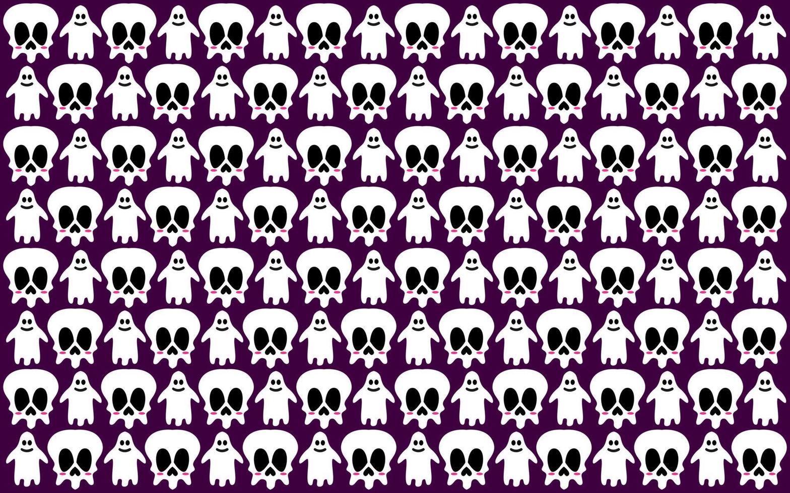 Halloween seamless pattern design with ghost and skull vector