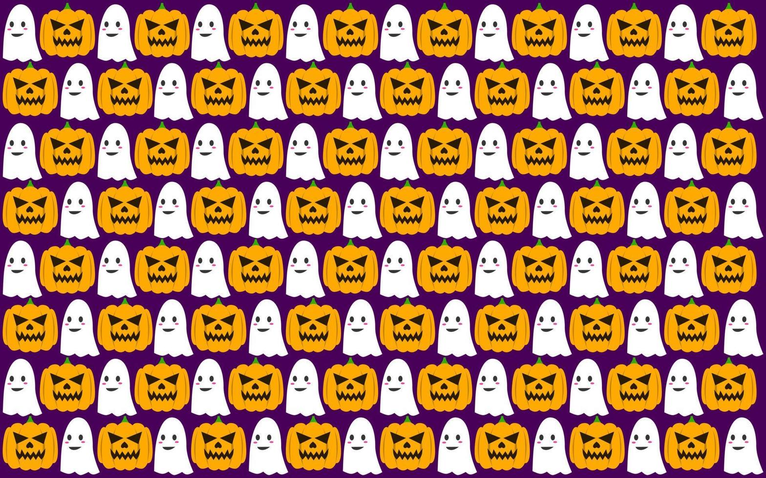 Halloween seamless pattern design with ghost and pumpkin vector