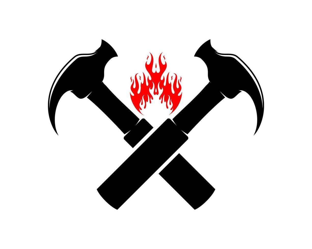 hammer with fire in the middle vector