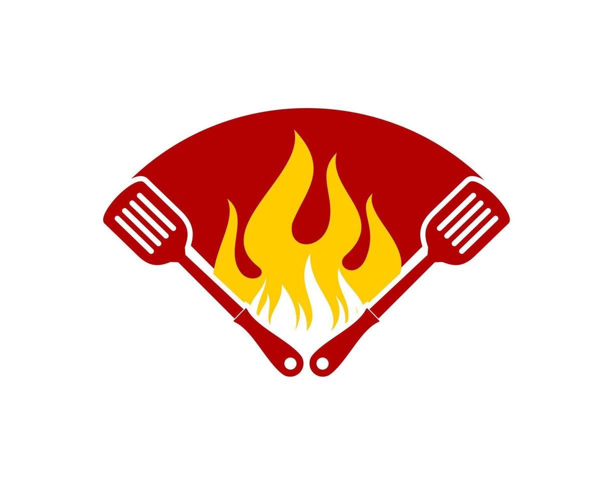 Yellow fire with two spatula vector