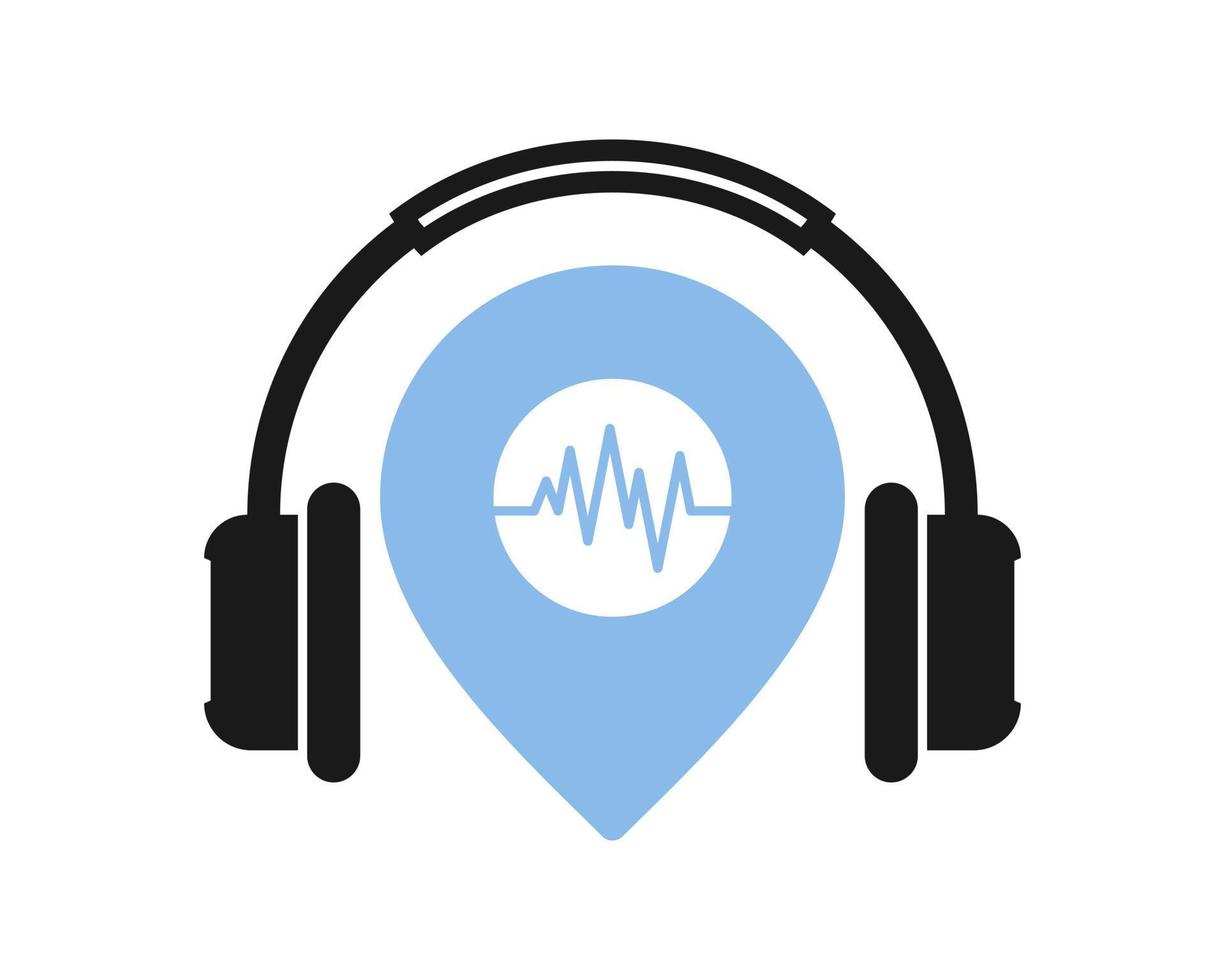 Headphone with pin location inside vector