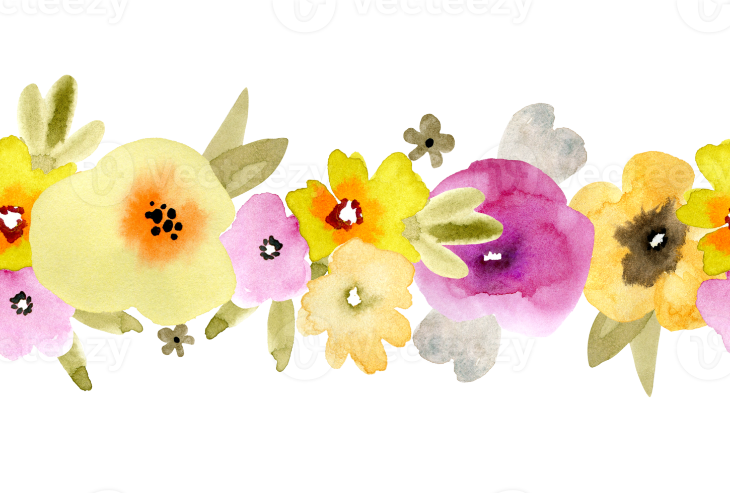 naadloos grens gemaakt van veelkleurig waterverf bloemen. hand- geschilderd voor decoratie. png