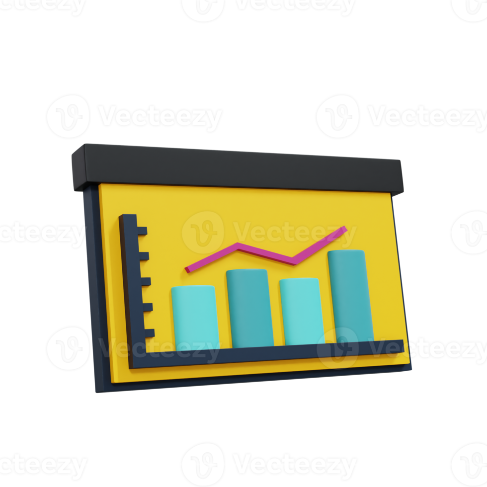 3d Bar Chart with growth statistic Illustration. Diagram icon for business presentation . Realistic and high resolution photo. -3D rendering png