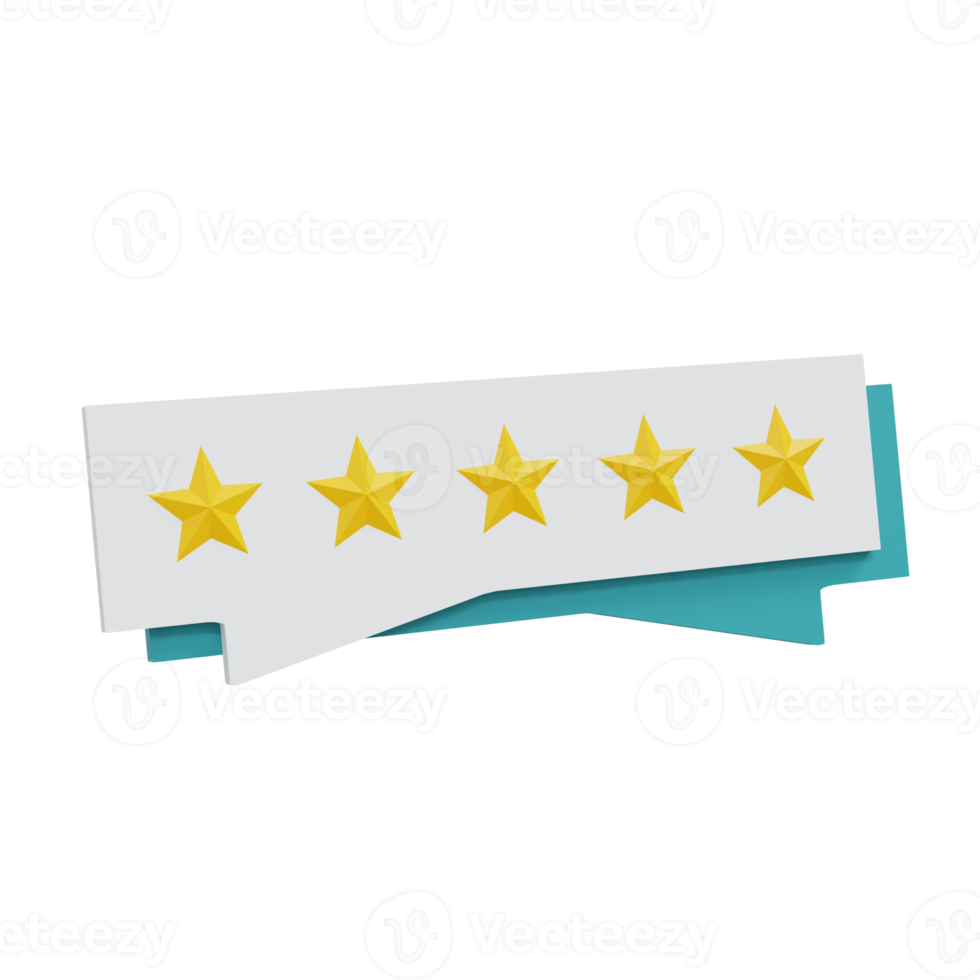 3D 5 Star rating comment illustration, Realistic and high resolution photo. -3D rendering png