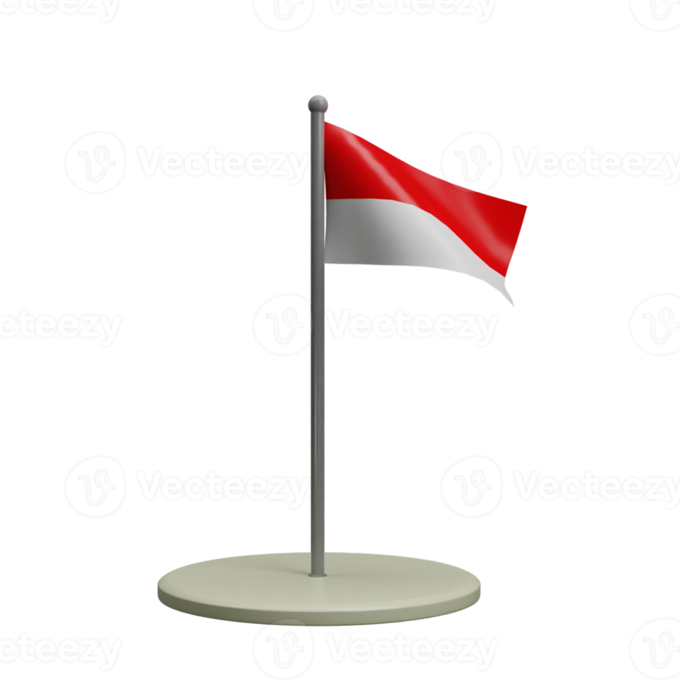 3d minimalistisk indonesiska flagga med realistisk rendering png