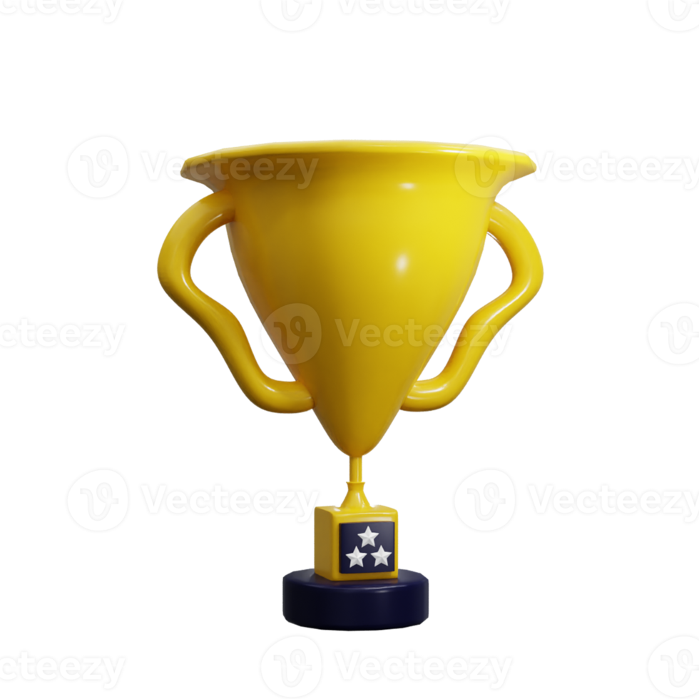 Trophy cup icon isolated in white background. 3d rendering illustration png