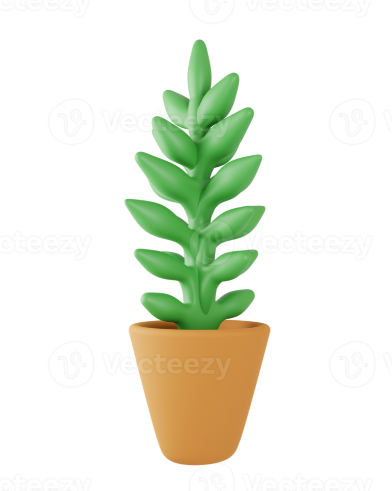 3D Decorative plant in claymation style, isolated image and easy to use. Hight quality rendered image. - 3D rendering png