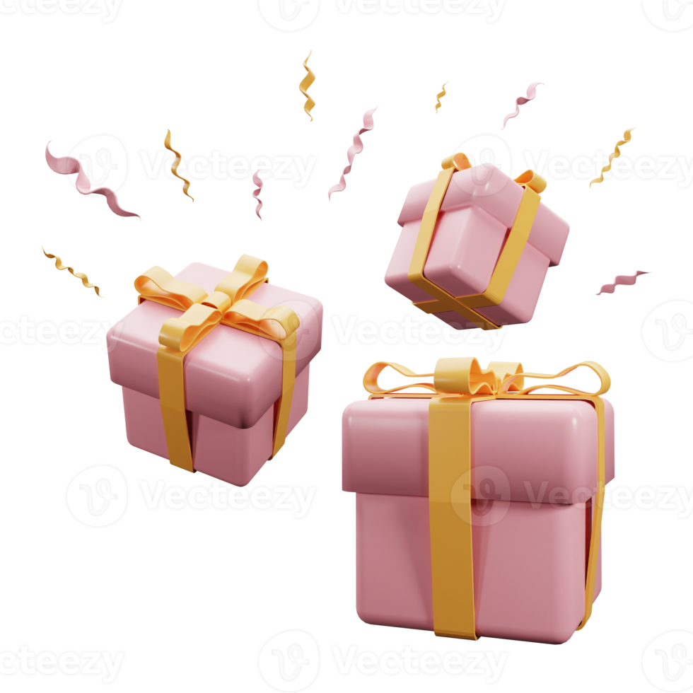 Gift box in 3d realistic rendering. fully editable rendered image. perfect for celebration, promotion and marketing. isolated image with high resolution png