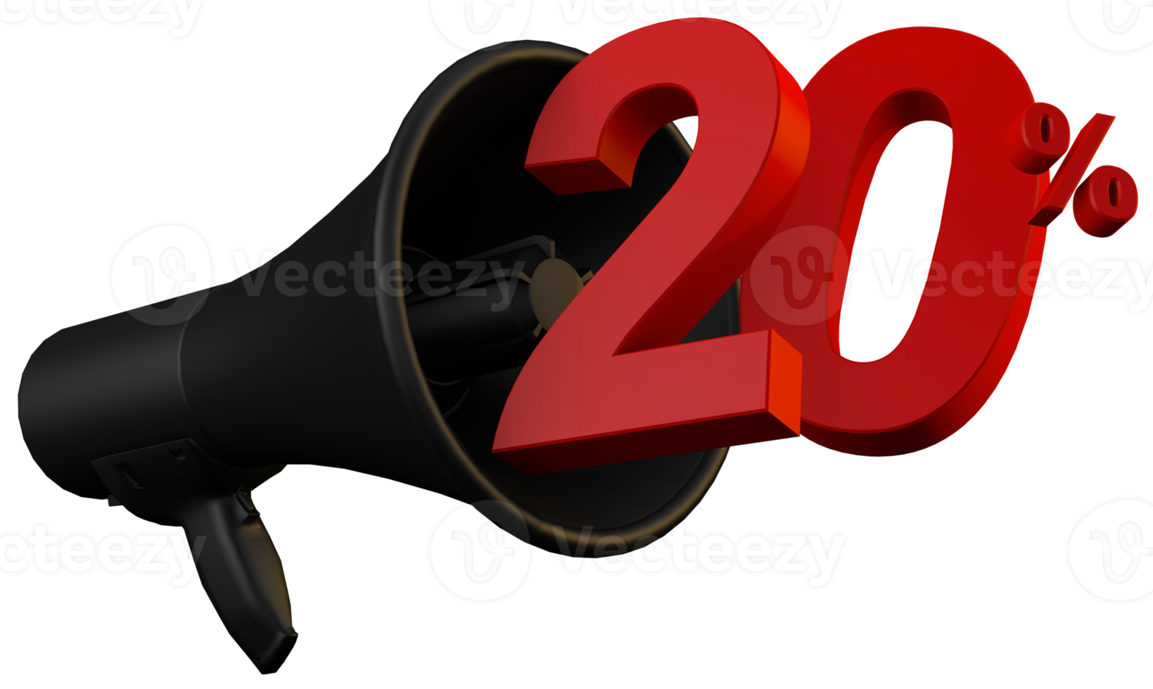 Black megaphone promotion 20 percent off a 3D black friday sale concept png