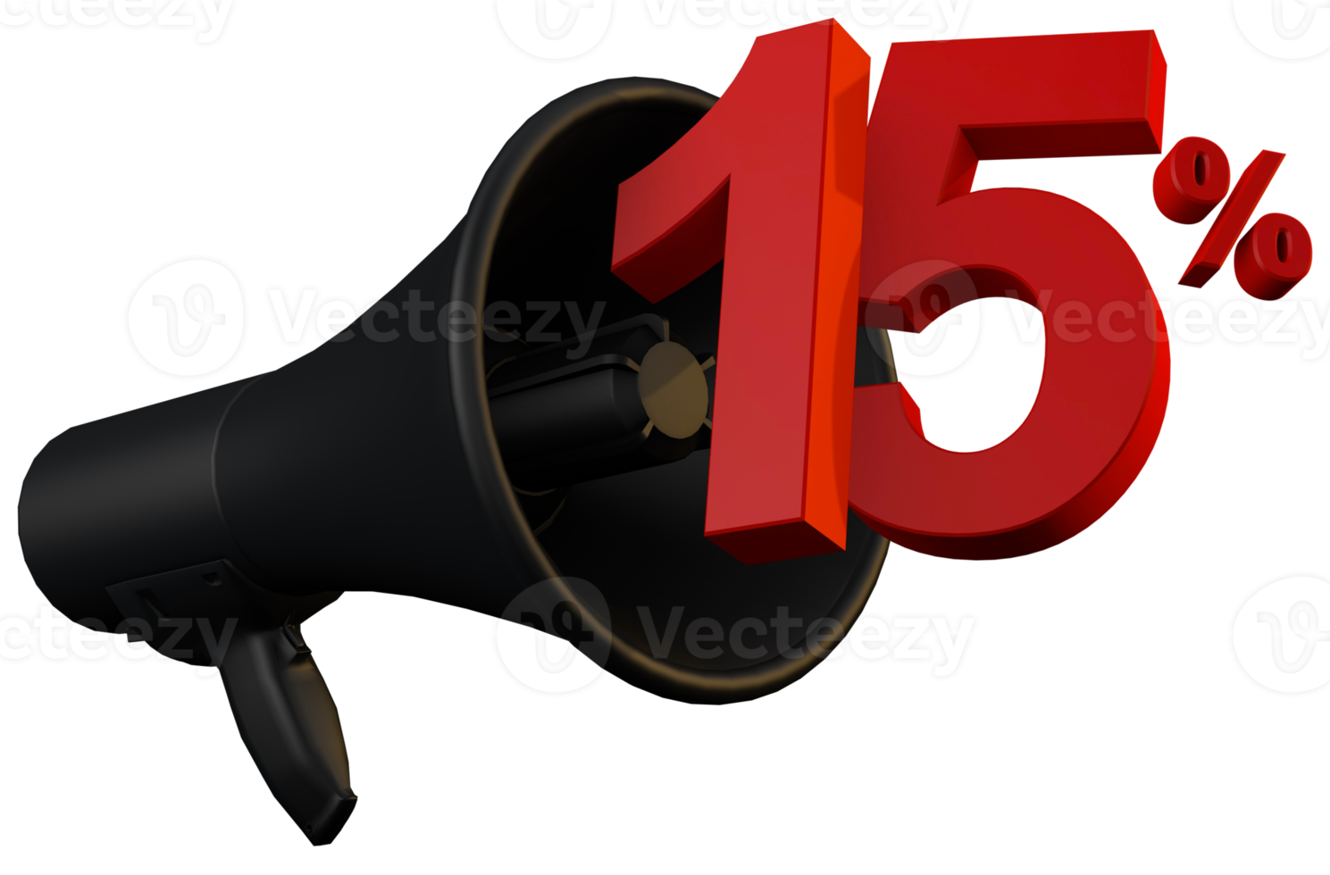 Black megaphone promotion 15 percent off a 3D black friday sale concept png