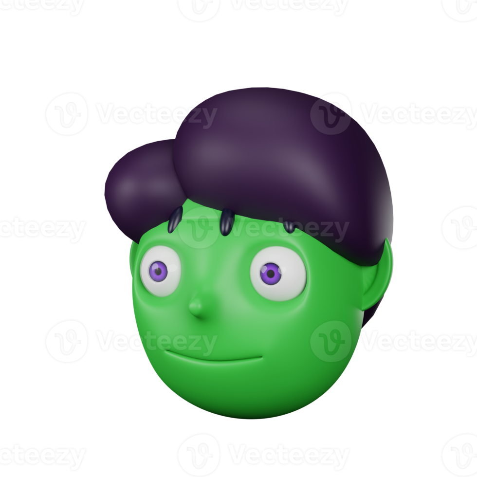 3d rendering of frankenstein halloween icon png