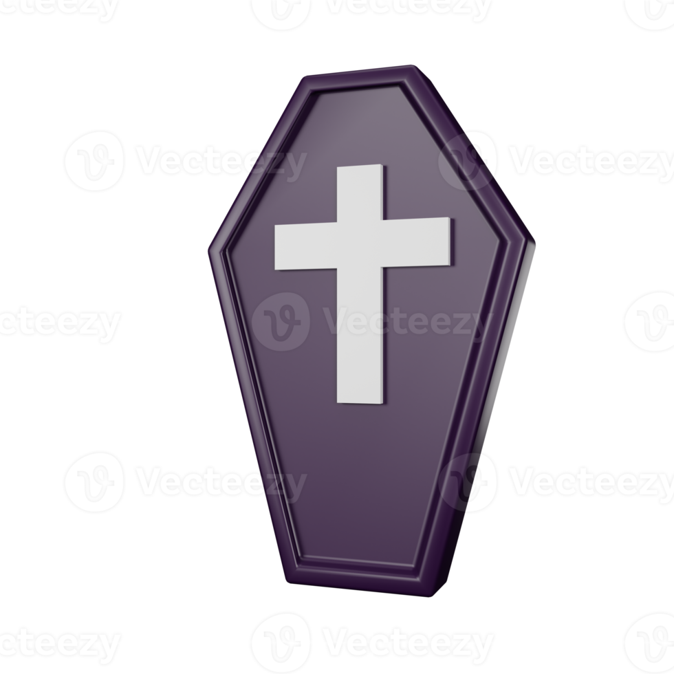 3d rendering of coffin halloween icon png