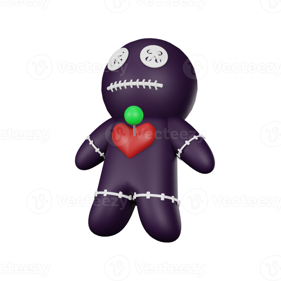 3d rendering of voodoo doll halloween icon png