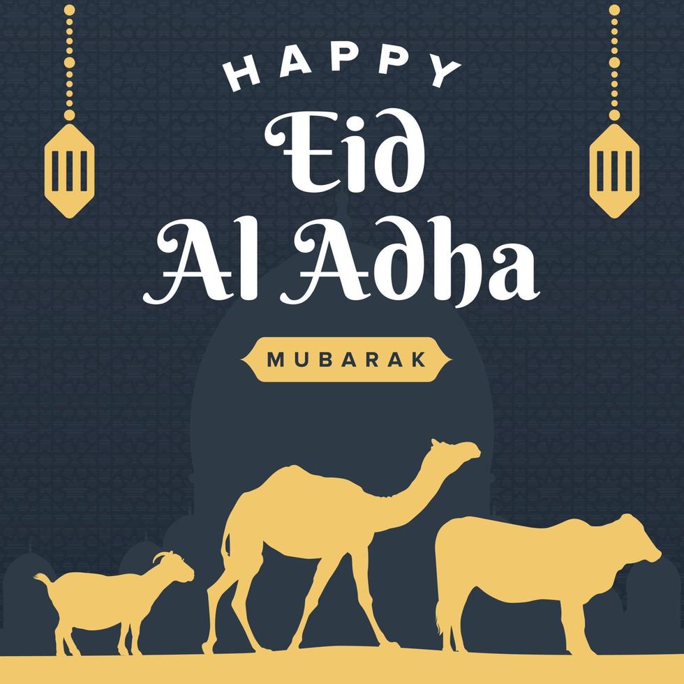 Happy Eid Al Adha Mubarak Islamic Decorative Design Social Media Post vector