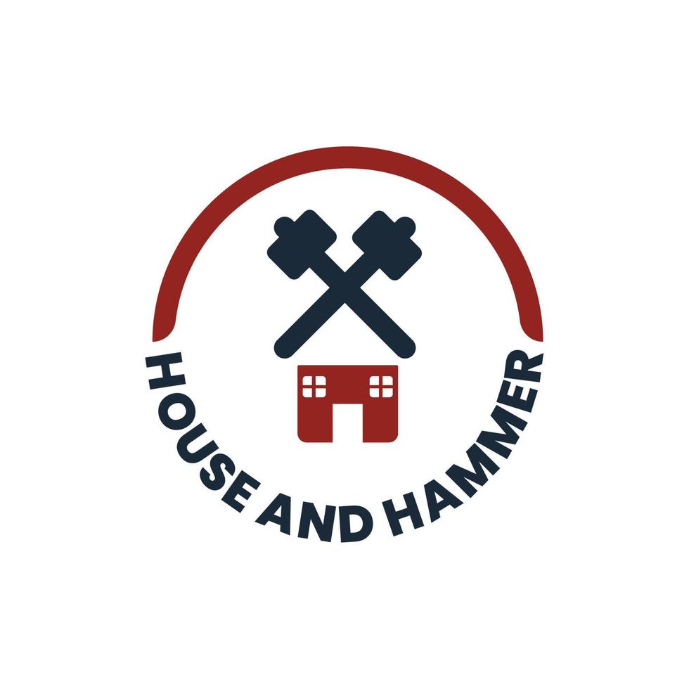 logotipo de la casa y el martillo vector