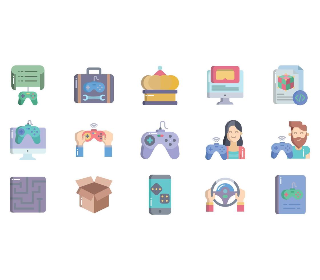 conjunto de iconos de desarrollo de juegos y entretenimiento de juegos vector