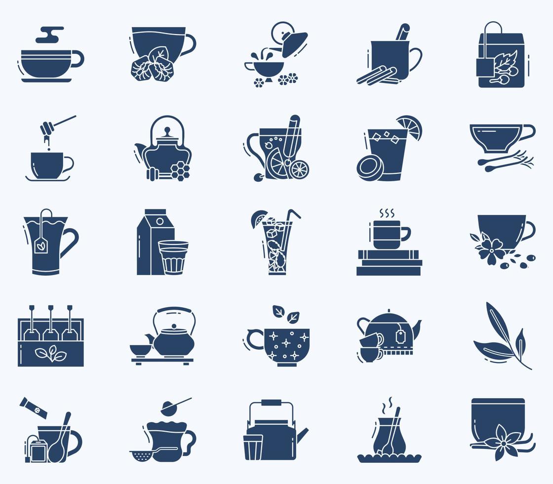 tea pot set and herbal tea, tea cup icon set 11666027 Vector Art at