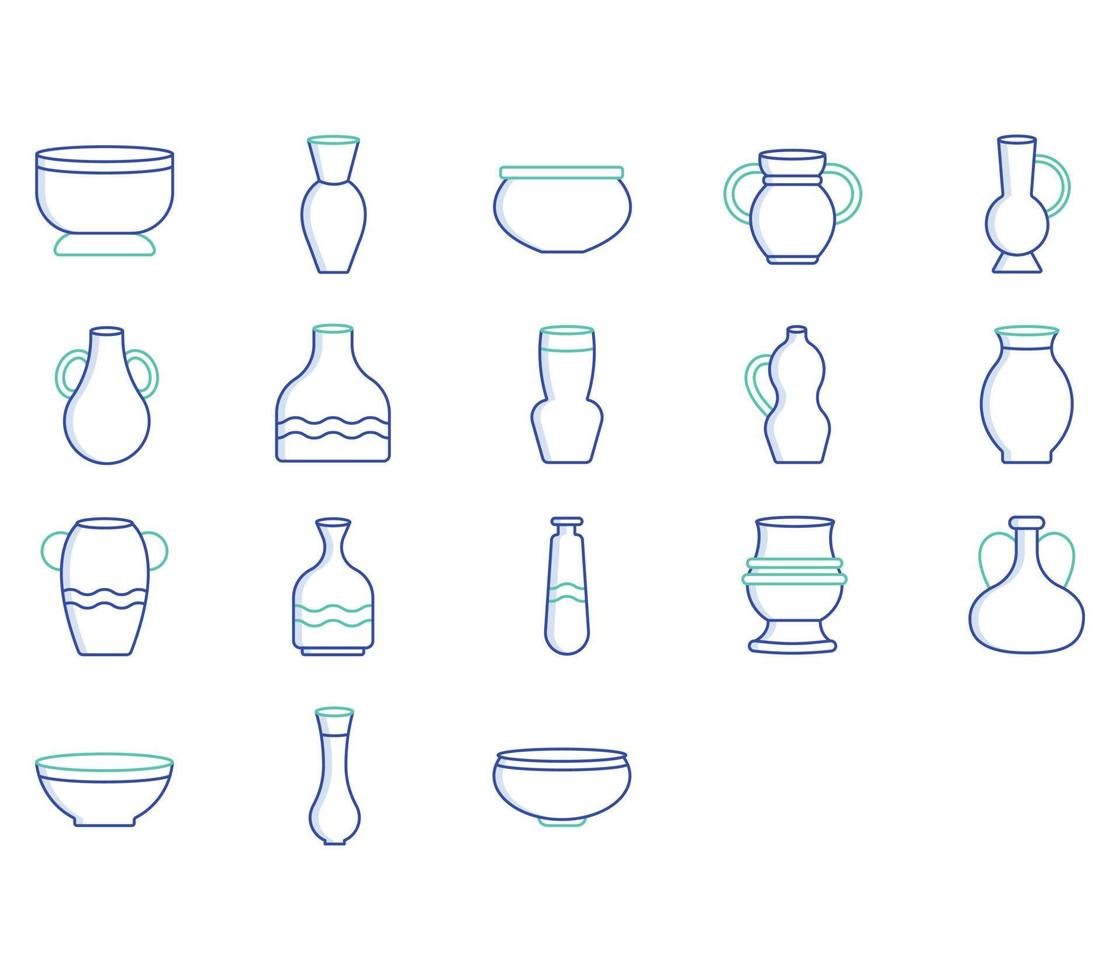 variedad de conjunto de ilustración de olla de agua vector